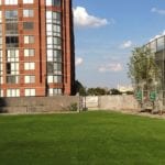 luxury apartments with synthetic grass