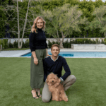 Jessica Capshaw and Christopher Gavigan in their backyard featuring ForeverLawn Fusion