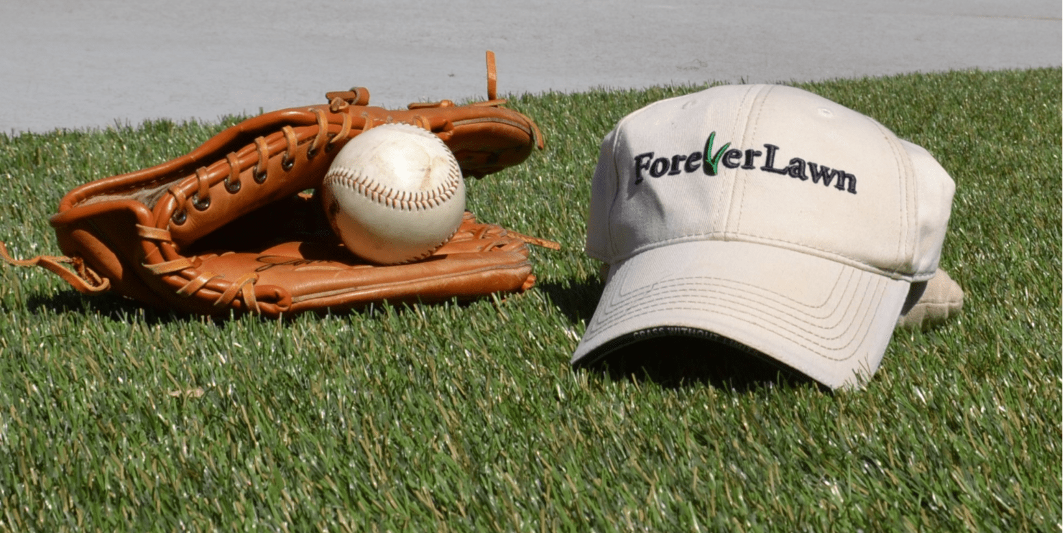 Lounge area at Segra Stadium featuring ForeverLawn Fusion Pro artificial grass.