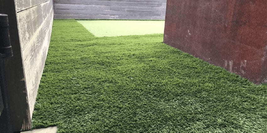 Residential outdoor entertainment space in Cranberry, PA, featuring ForeverLawn artificial grass