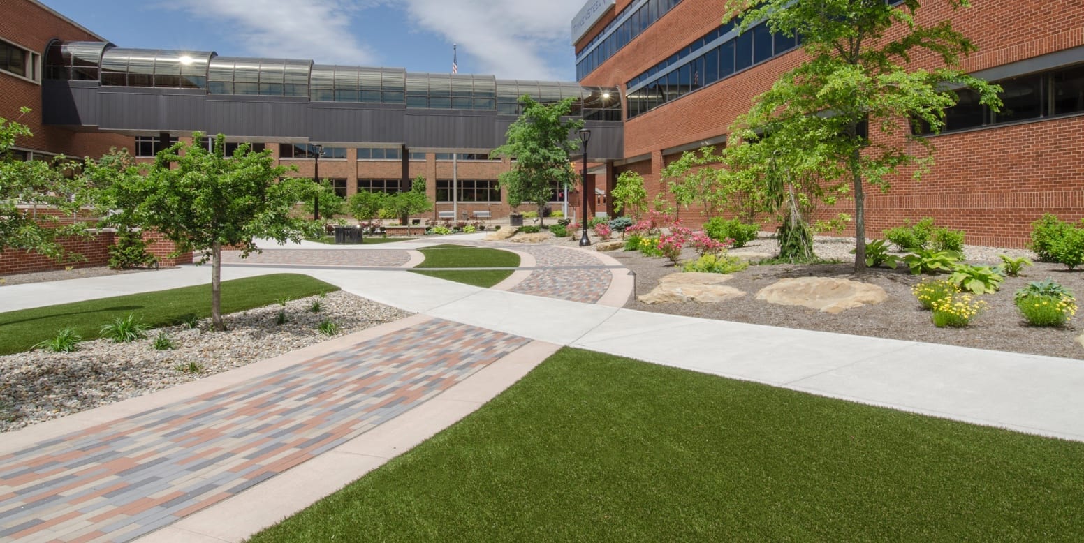 ForeverLawn artificial grass installation at TimkenSteel Idea Plaza