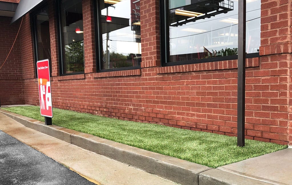 ForeverLawn Fusion Pro installed in two landscaped areas at the Chick-Fil-A in Canton, Ohio