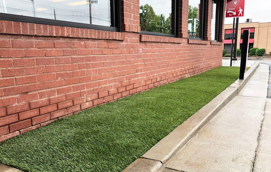 ForeverLawn Fusion Pro installed in two landscaped areas at the Chick-Fil-A in Canton, Ohio