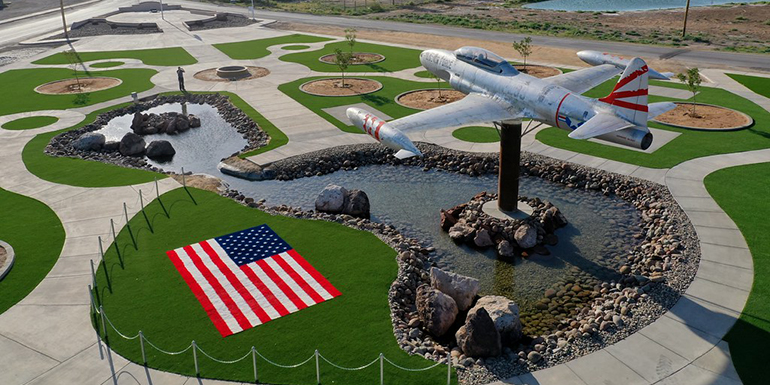 Veterans Memorial Park in Pecos, Texas, featuring DuPont™ ForeverLawn® Select HD synthetic grass