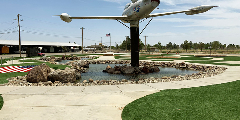Veterans Memorial Park in Pecos, Texas, featuring DuPont™ ForeverLawn® Select HD synthetic grass